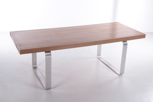 Retro Vintage Strakke Salontafel hout en chroom jaren 70 zijkant