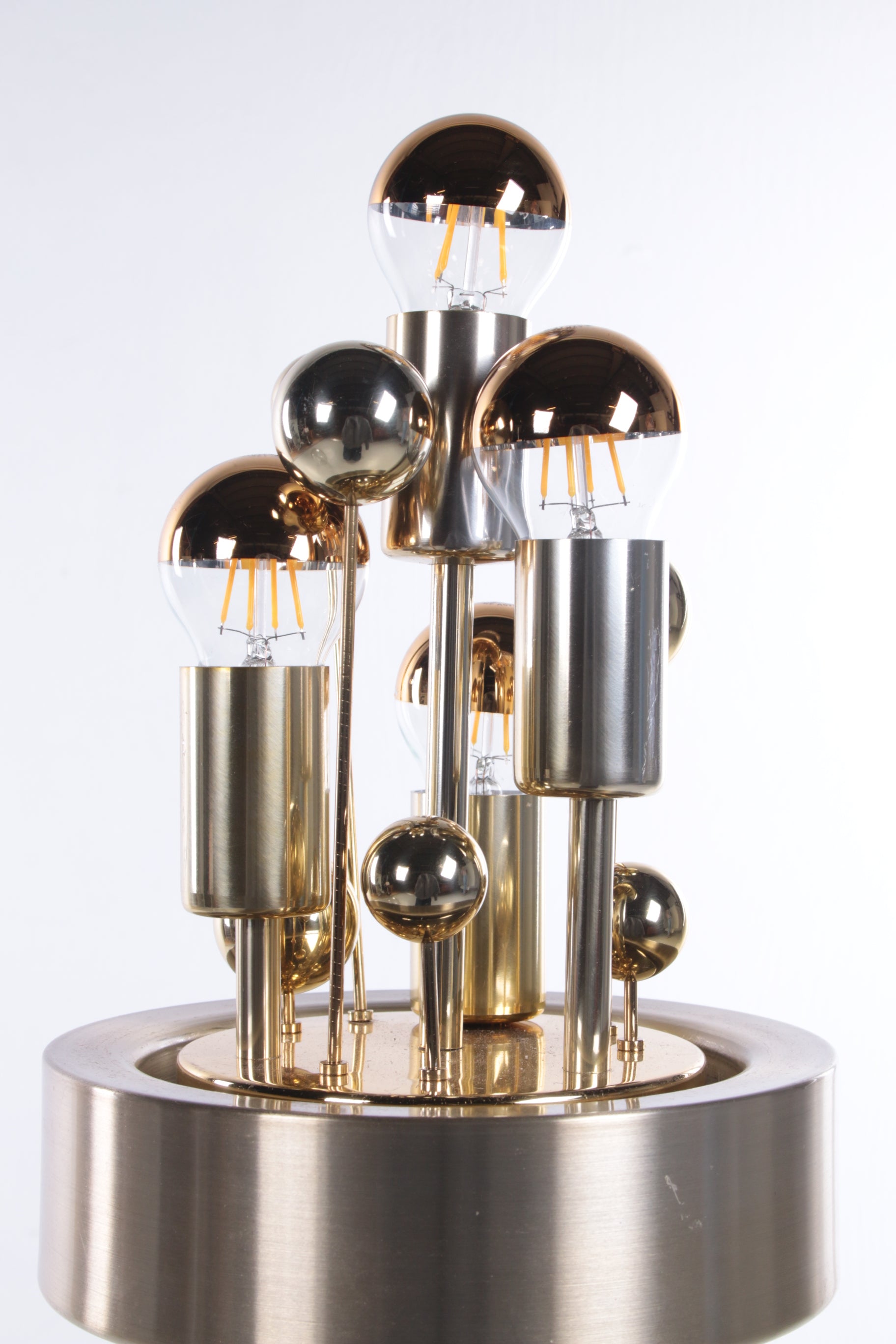 Sputnik Vloerlamp van Doria Leuchten, Duitsland, 1970s detail lampjes voorkant zonder kap
