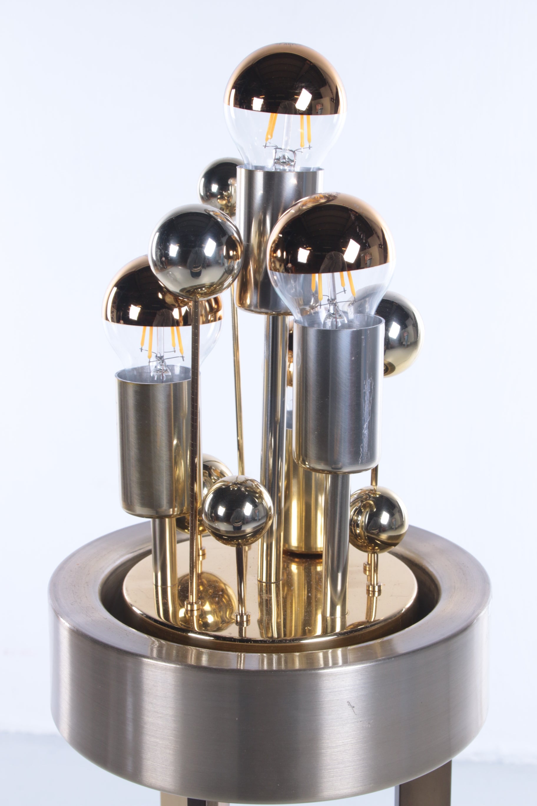 Sputnik Vloerlamp van Doria Leuchten, Duitsland, 1970s detail lampjes voorkant zonder kap
