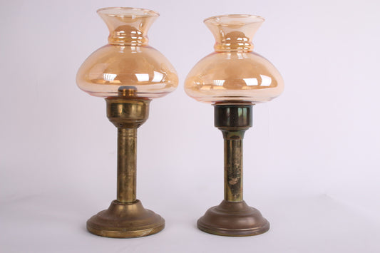 Vintage decoratieve olielamp set oranje voorkant set