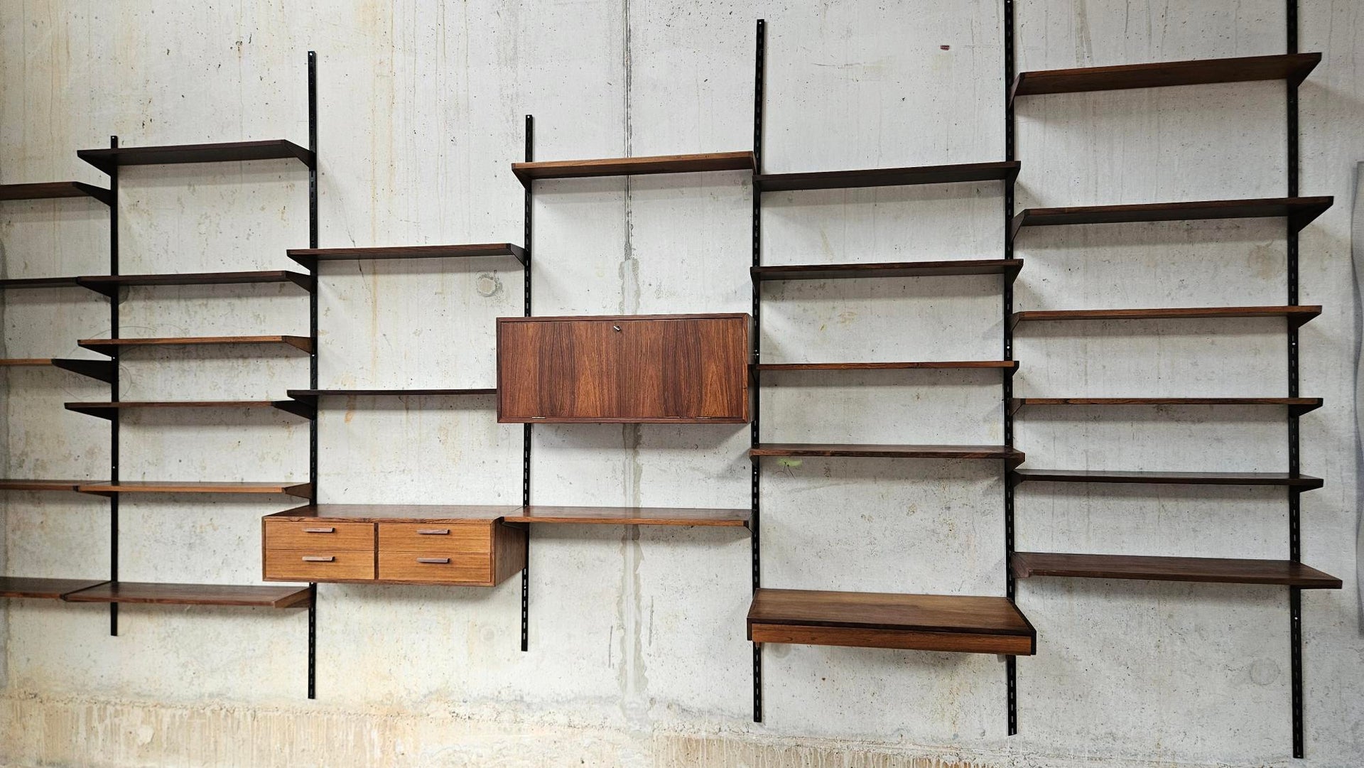 Modular Dark Wood Wall System by Kai Kristiansen - FM Møbler