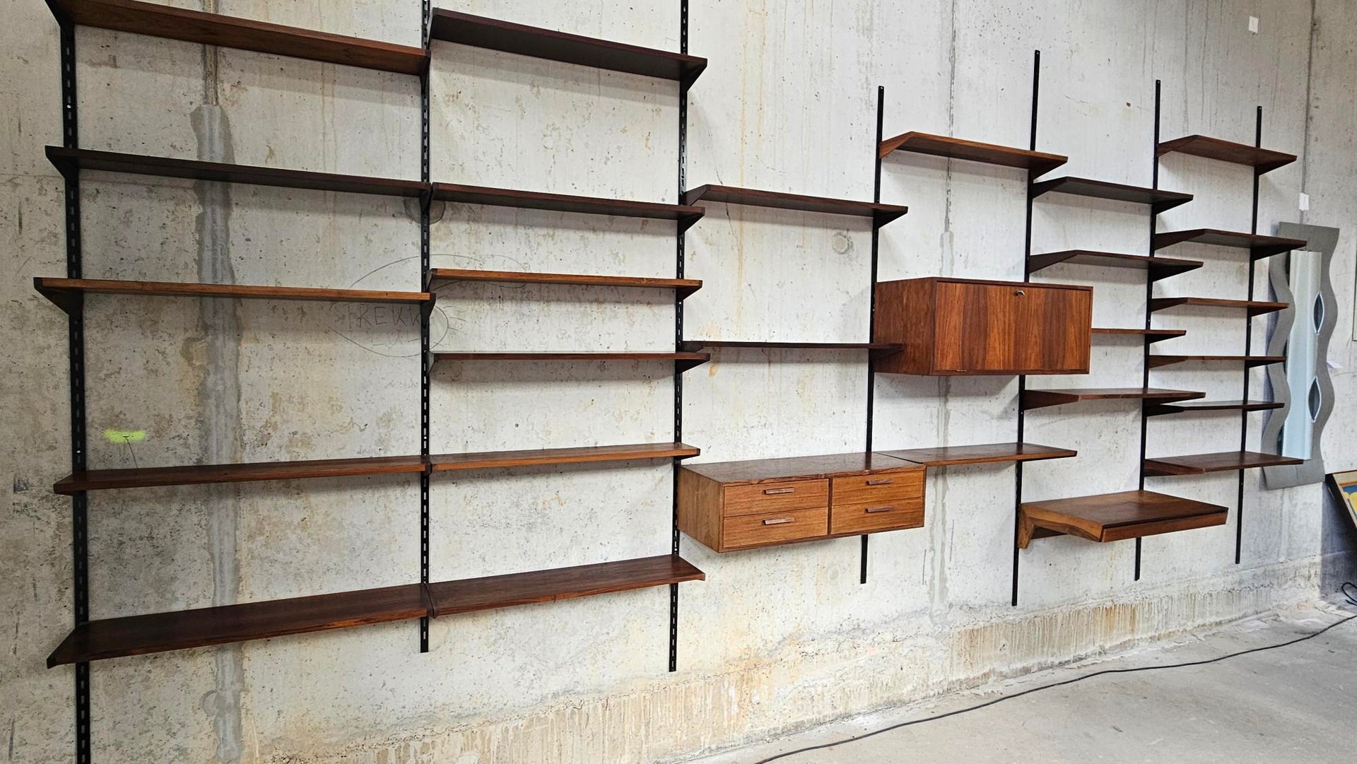 Modular Dark Wood Wall System by Kai Kristiansen - FM Møbler