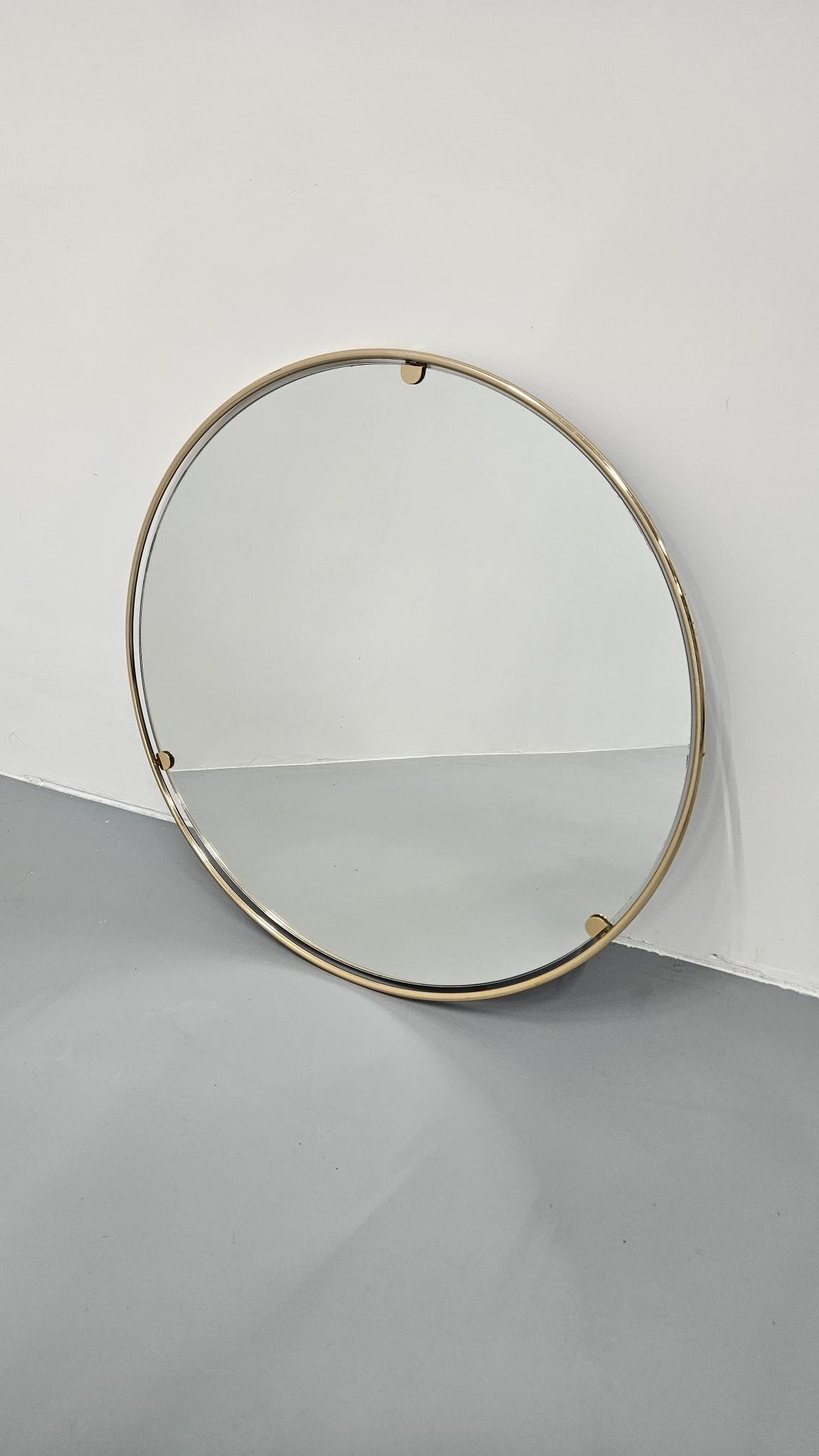 Italian 1960s Solid Brass Wall Mirror with Original Patina – Milan Nightlife Provenance