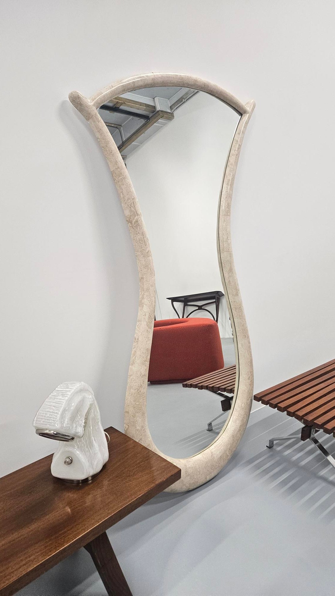 Very big Monumental Italian Travertine Mosaic Mirror, Circa 1960