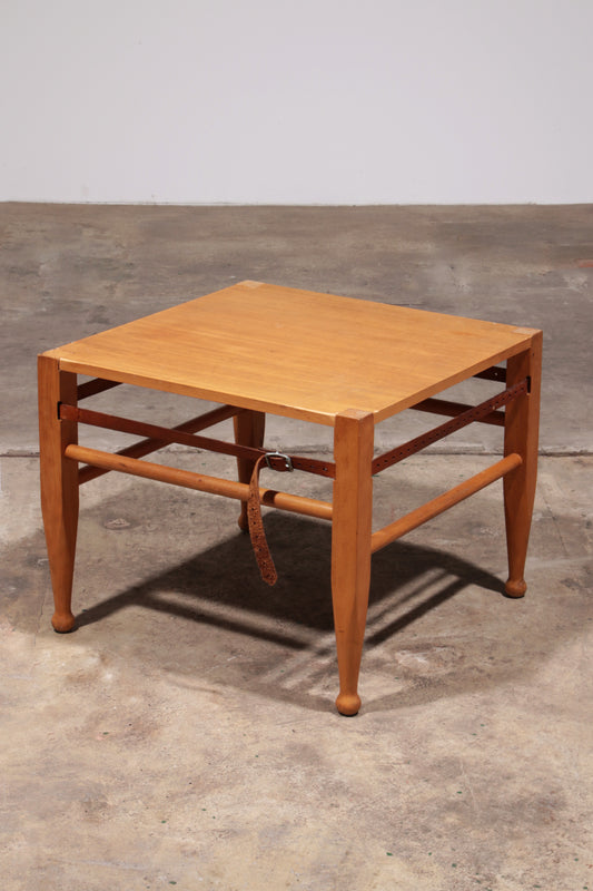 Danish Safari Coffee Table Oak with Leather by Kaare Klint