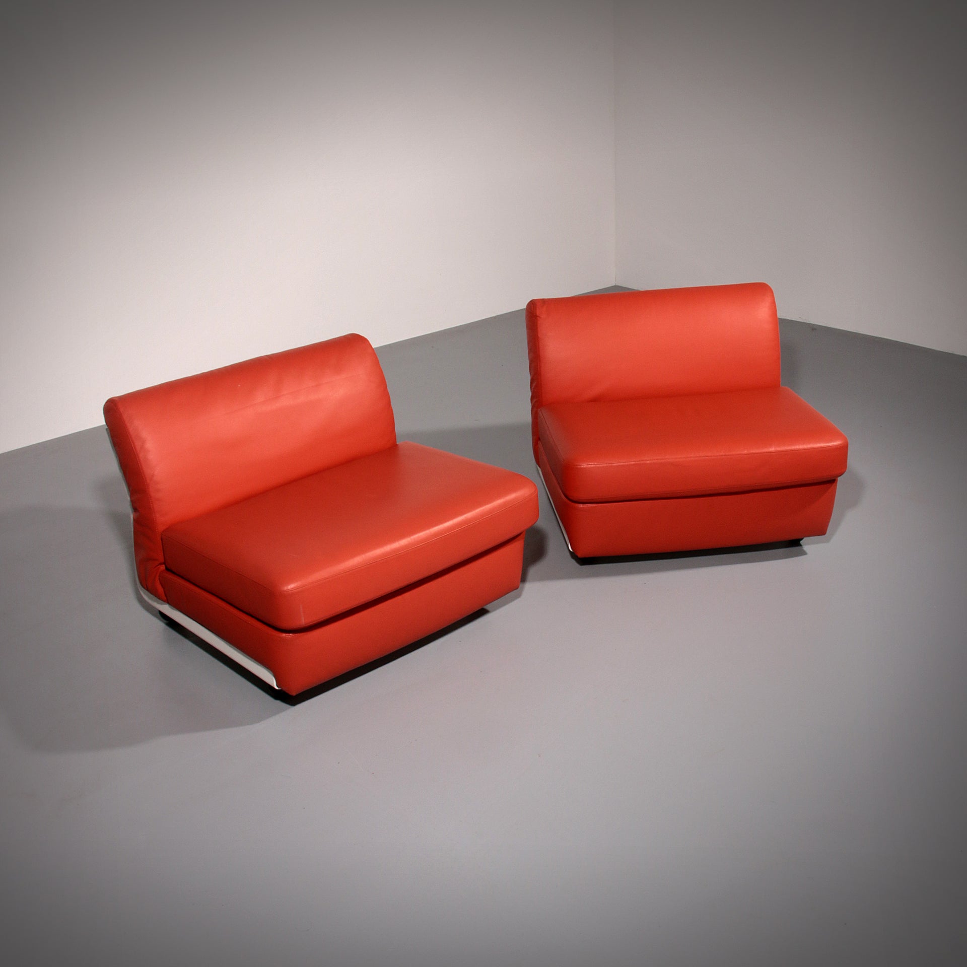 Amanta Modular Sofa in Orange Leather Mario Bellini 1960s