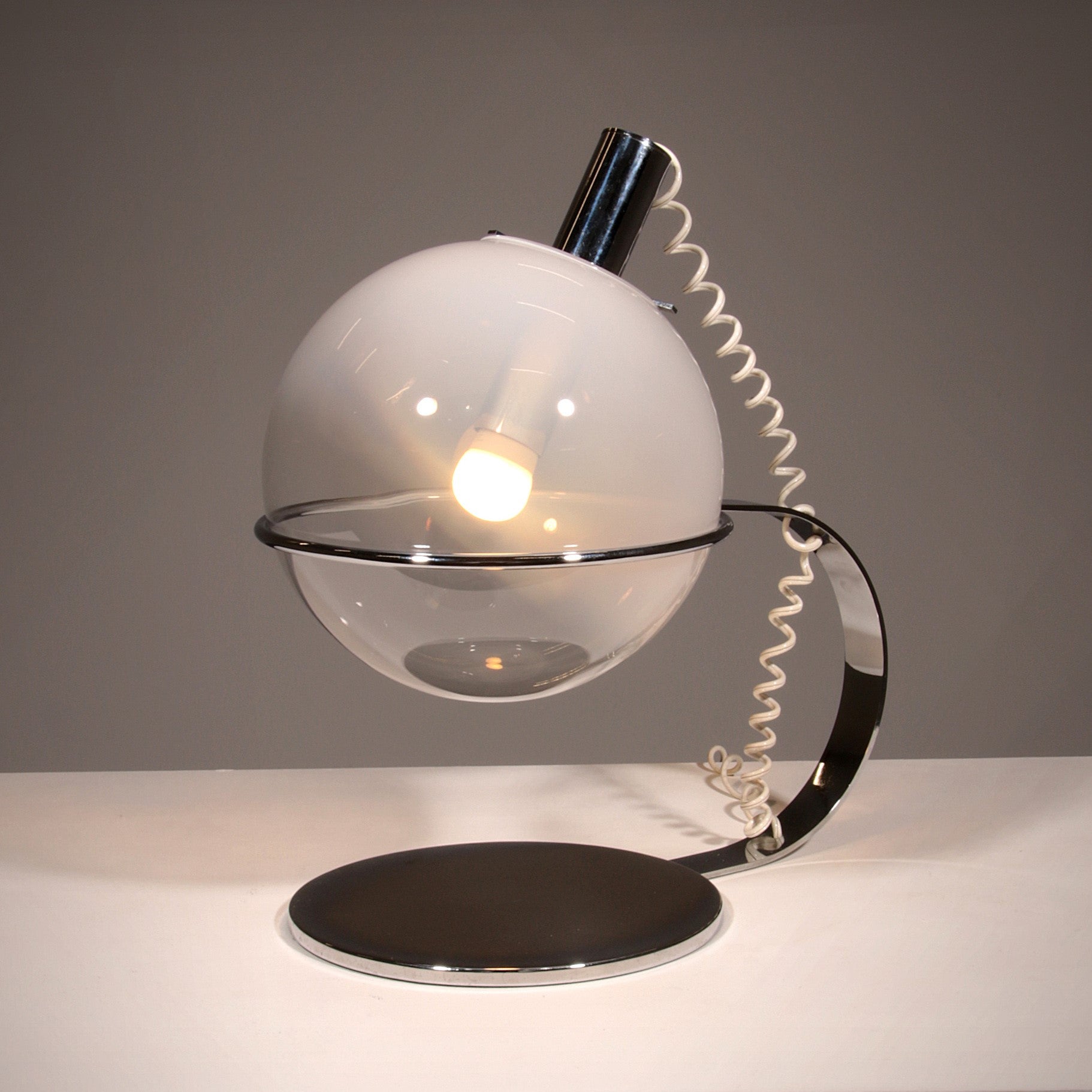 Italian Design Chrome and Glass Table Lamp, 1960
