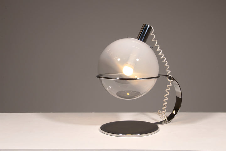 Italian Design Chrome and Glass Table Lamp, 1960