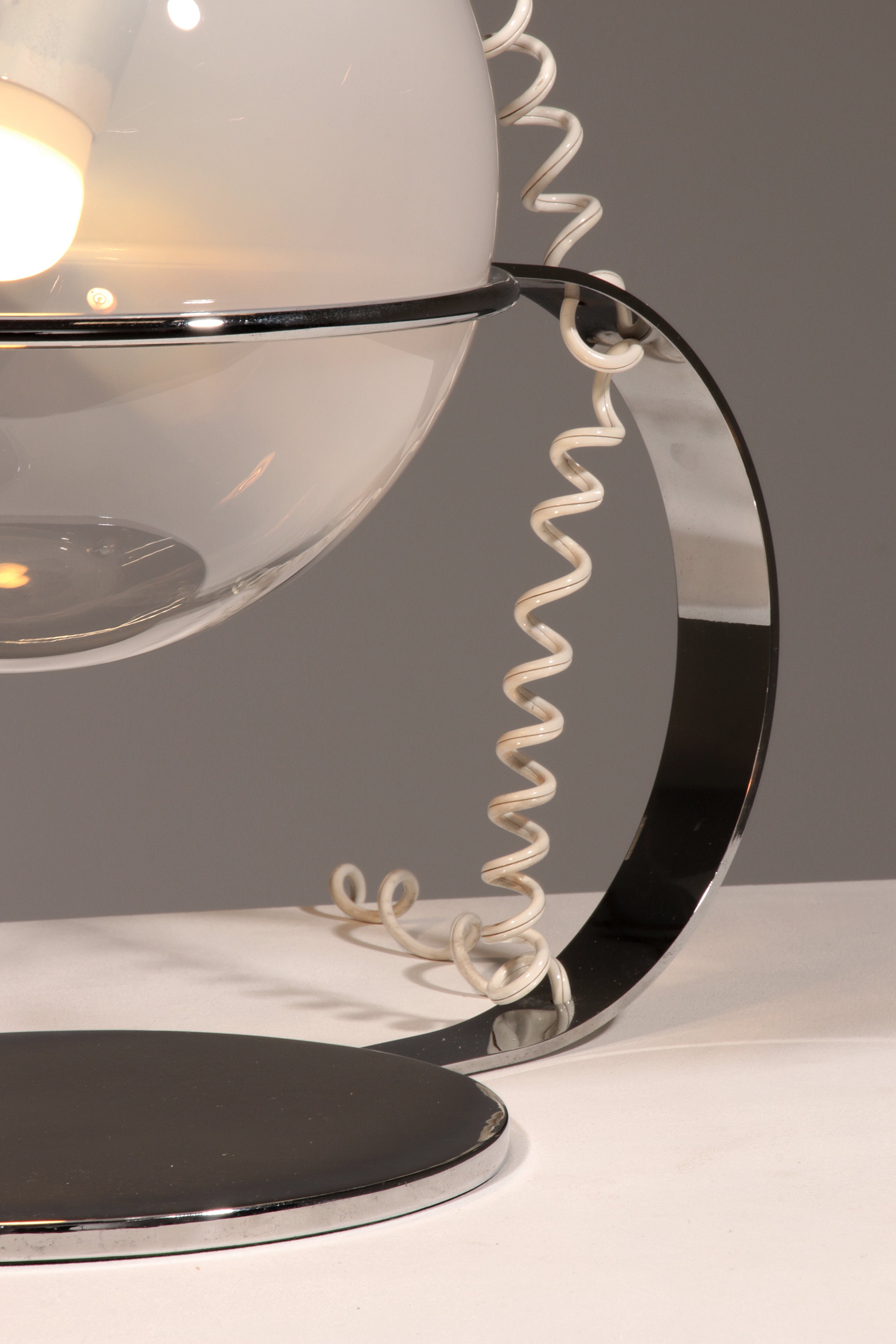 Italian Design Chrome and Glass Table Lamp, 1960