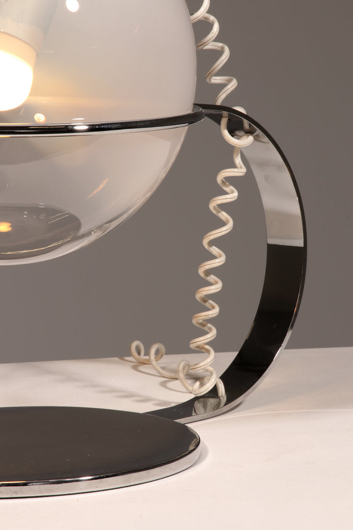 Italian Design Chrome and Glass Table Lamp, 1960