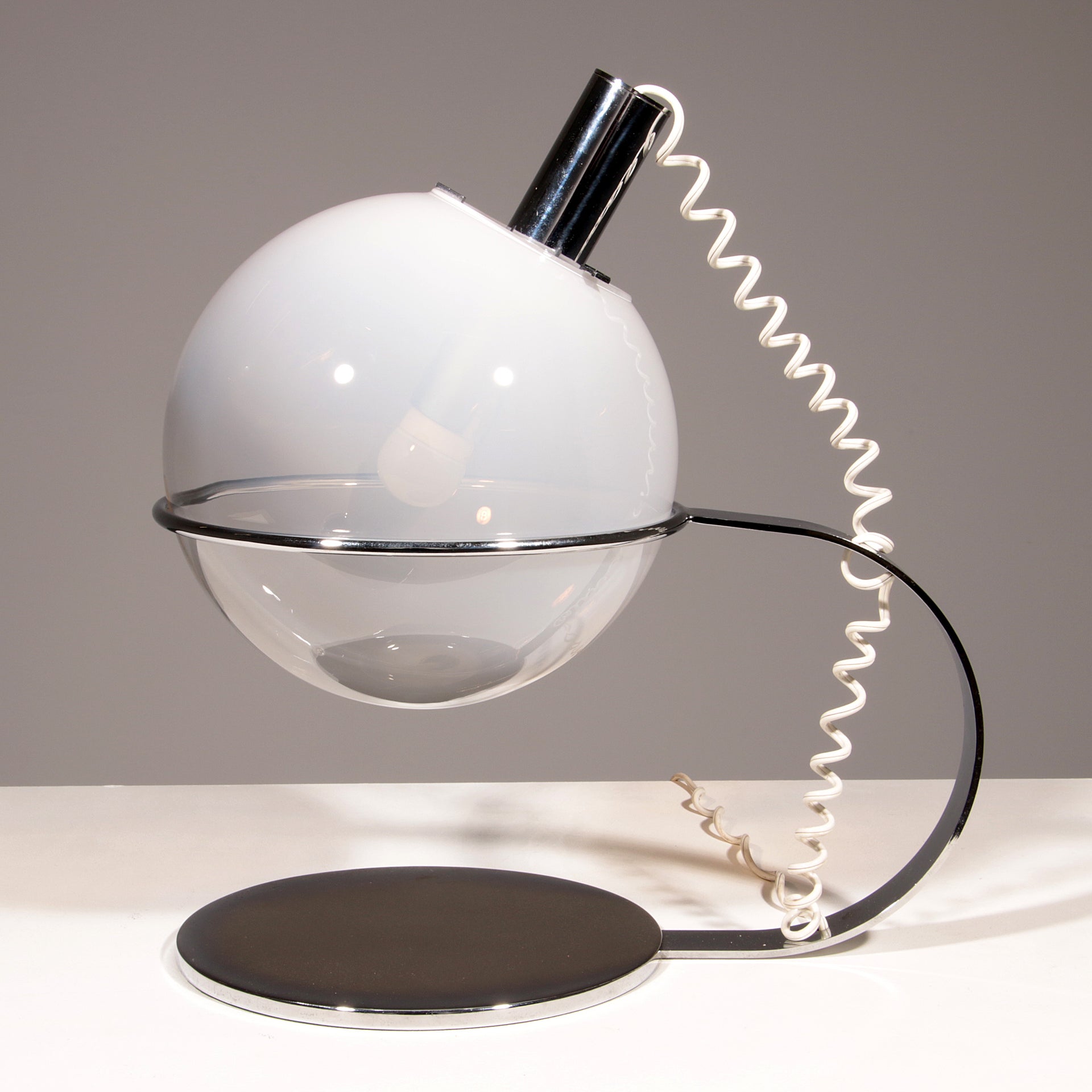 Italian Design Chrome and Glass Table Lamp, 1960