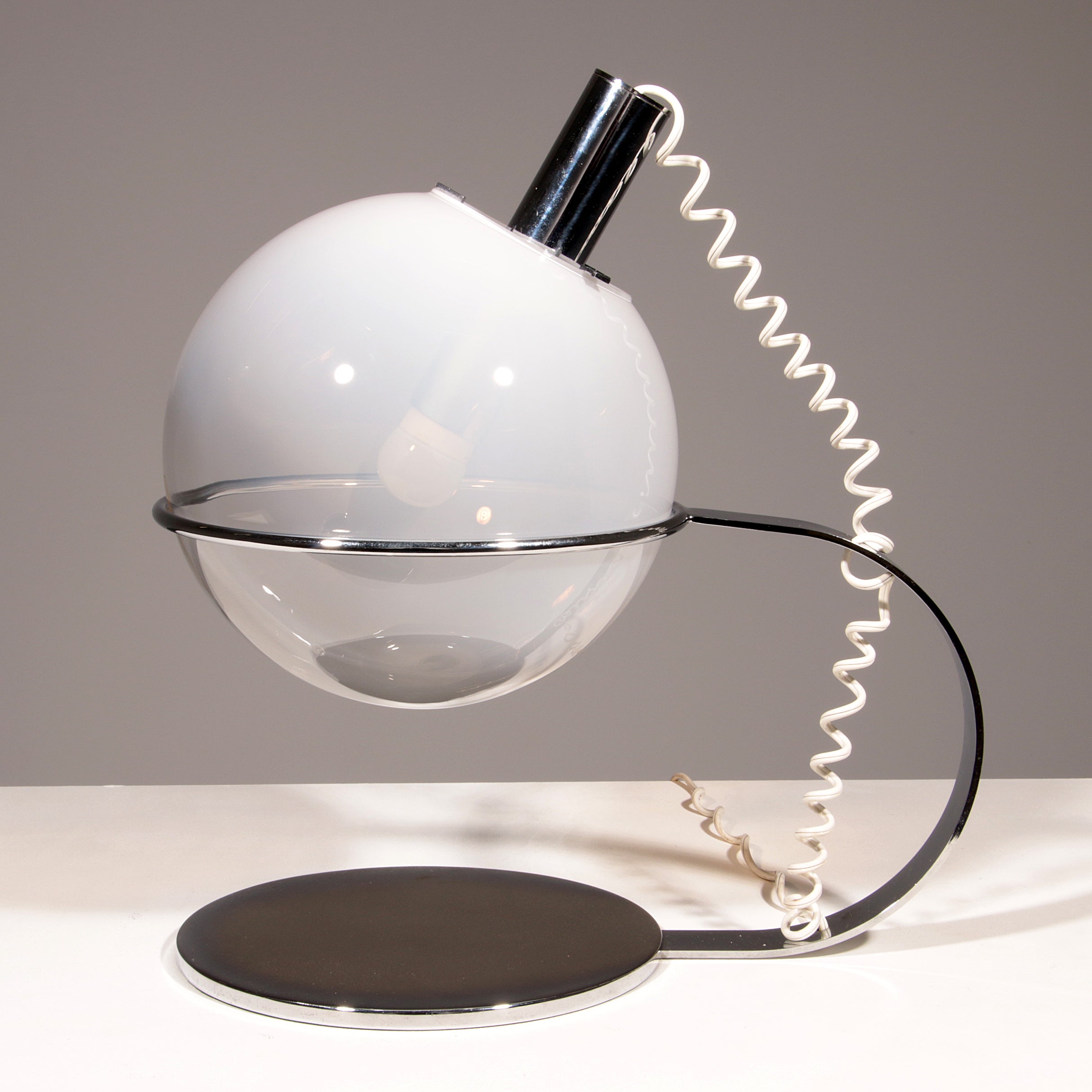 Italian Design Chrome and Glass Table Lamp, 1960