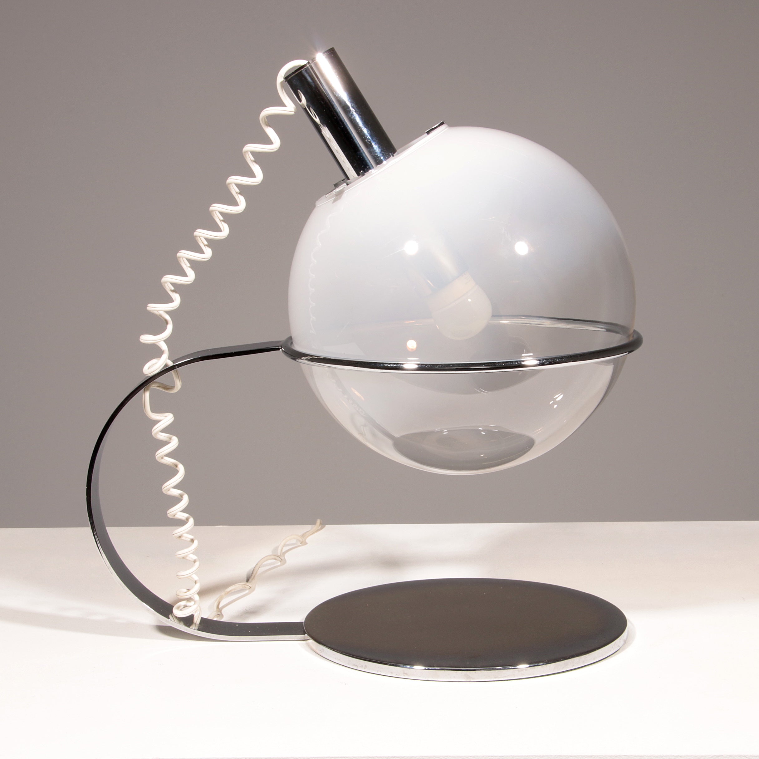 Italian Design Chrome and Glass Table Lamp, 1960