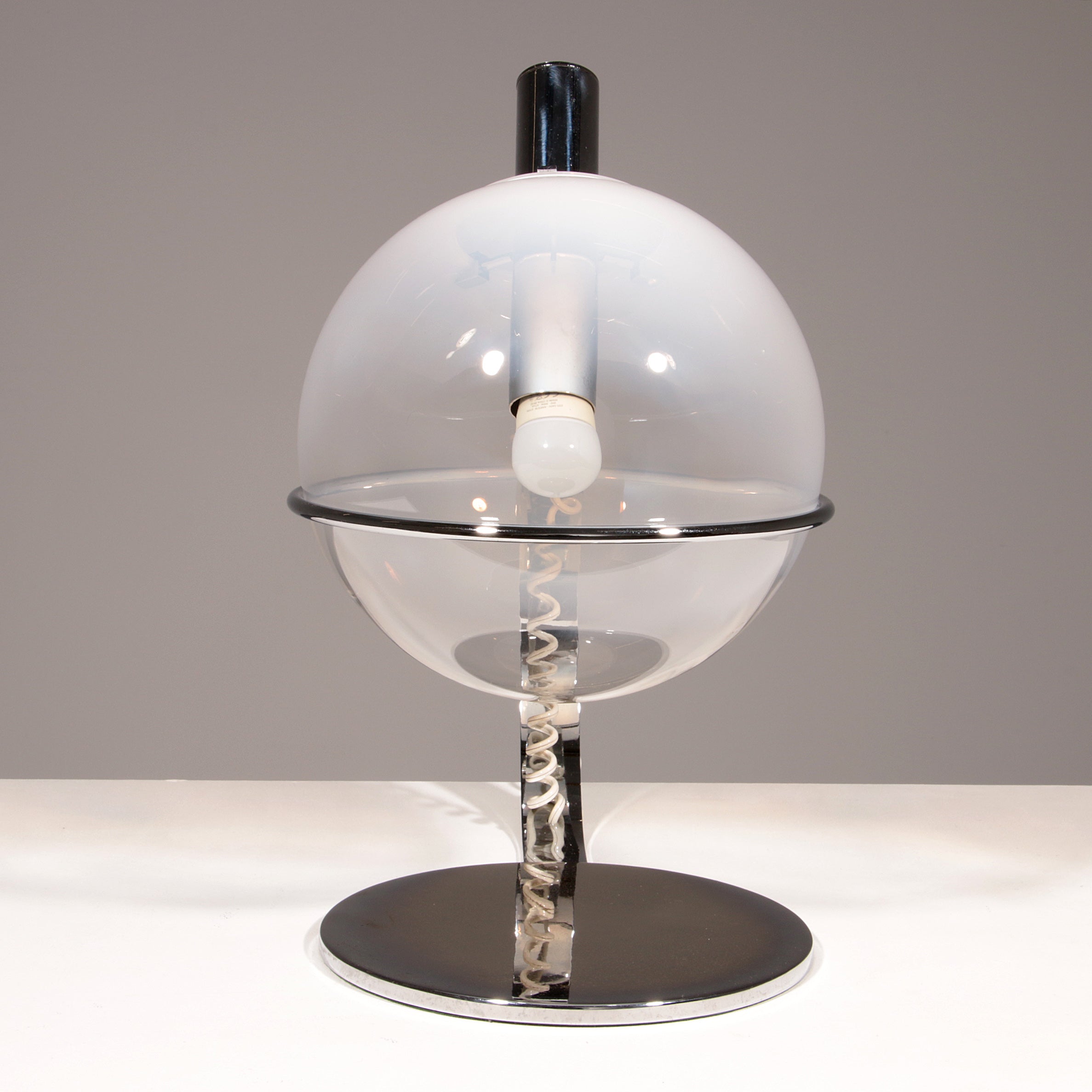 Italian Design Chrome and Glass Table Lamp, 1960