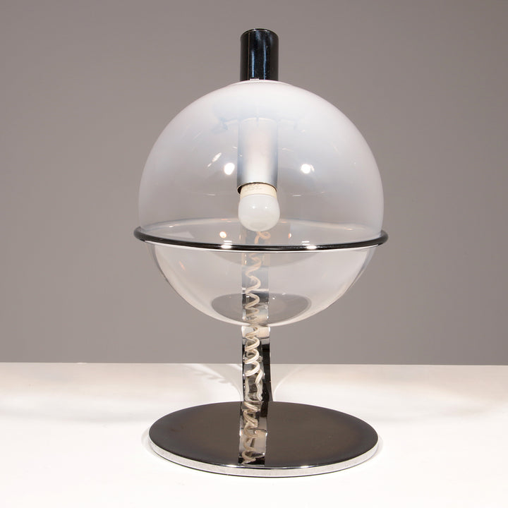 Italian Design Chrome and Glass Table Lamp, 1960