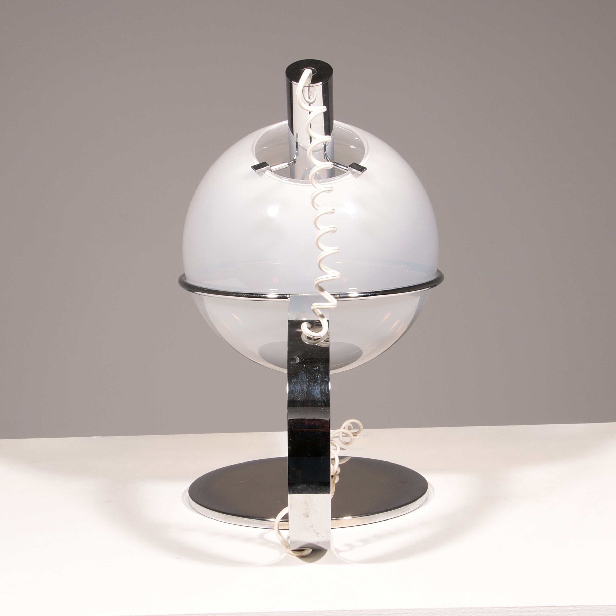 Italian Design Chrome and Glass Table Lamp, 1960