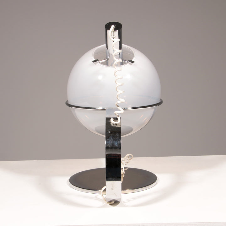 Italian Design Chrome and Glass Table Lamp, 1960