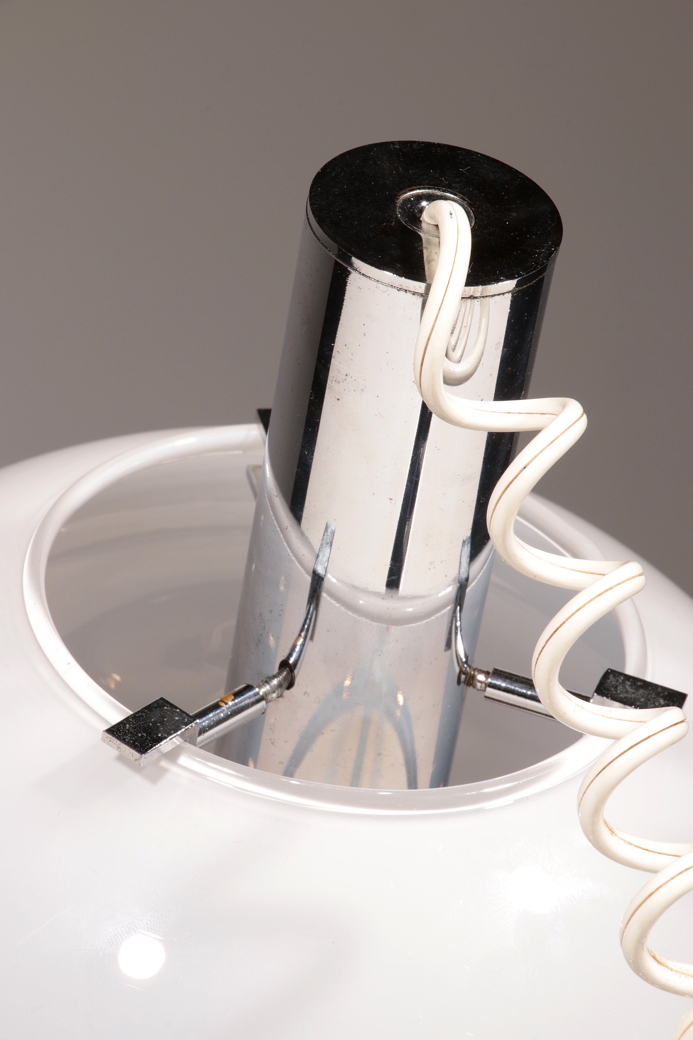 Italian Design Chrome and Glass Table Lamp, 1960