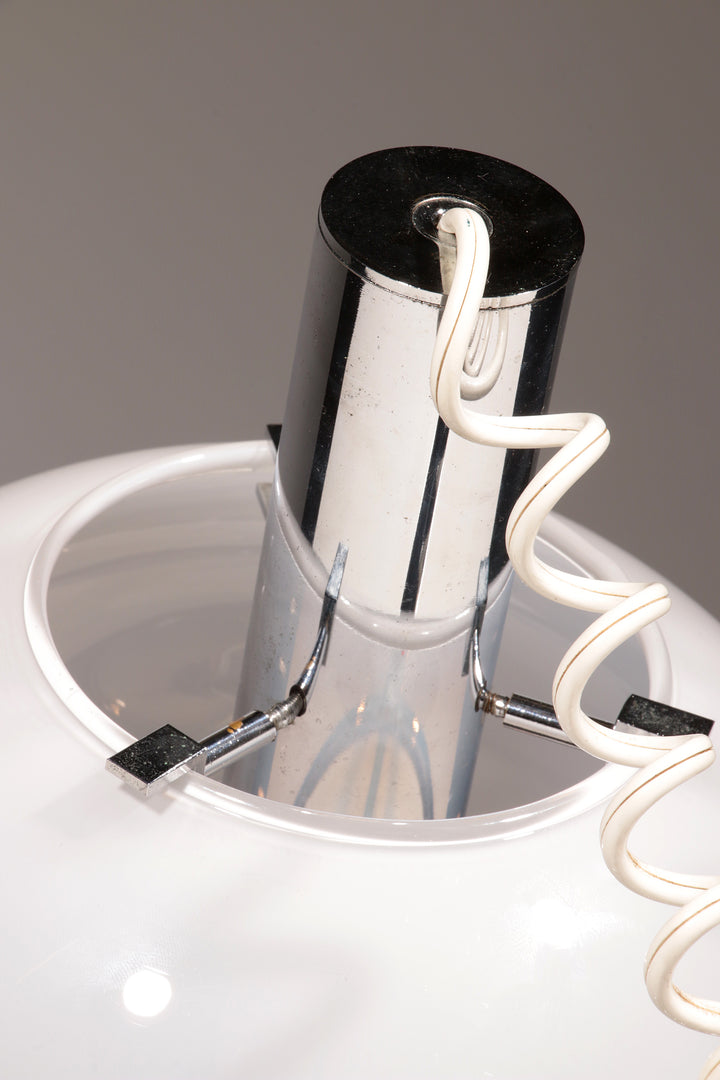 Italian Design Chrome and Glass Table Lamp, 1960