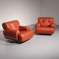 Vintage Leather Armchairs in Guido Faleschini Style