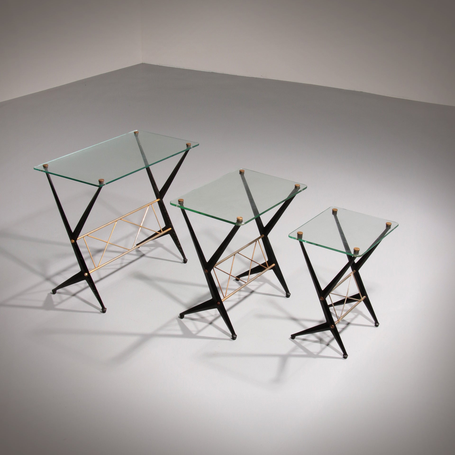Vintage Angelo Ostuni Set of 3 side tables, Italy 1950s