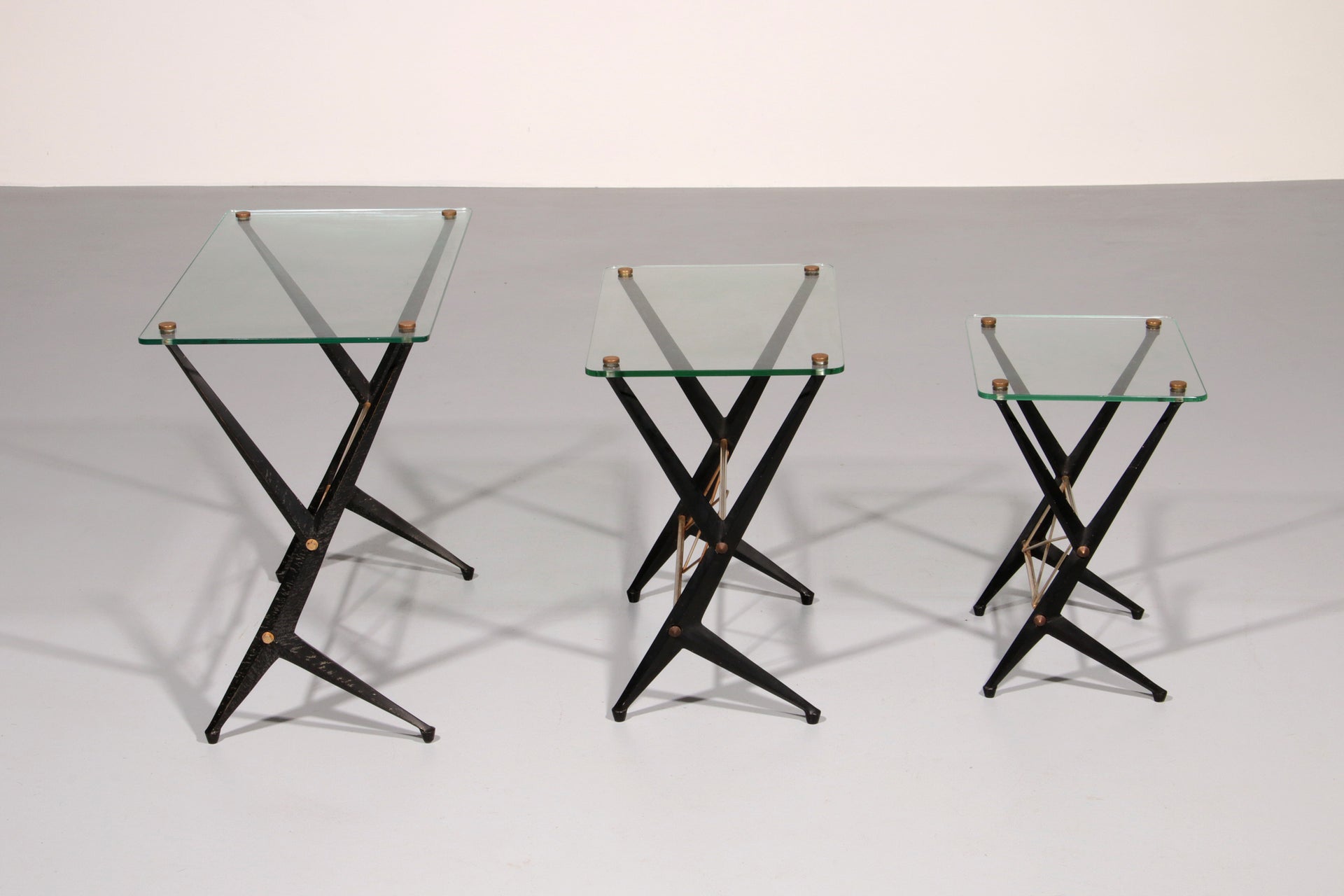 Vintage Angelo Ostuni Set of 3 side tables, Italy 1950s