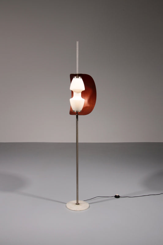 Floor Lamp in Teak and Marble in the style of Goffredo Reggiani, Italy 1970s