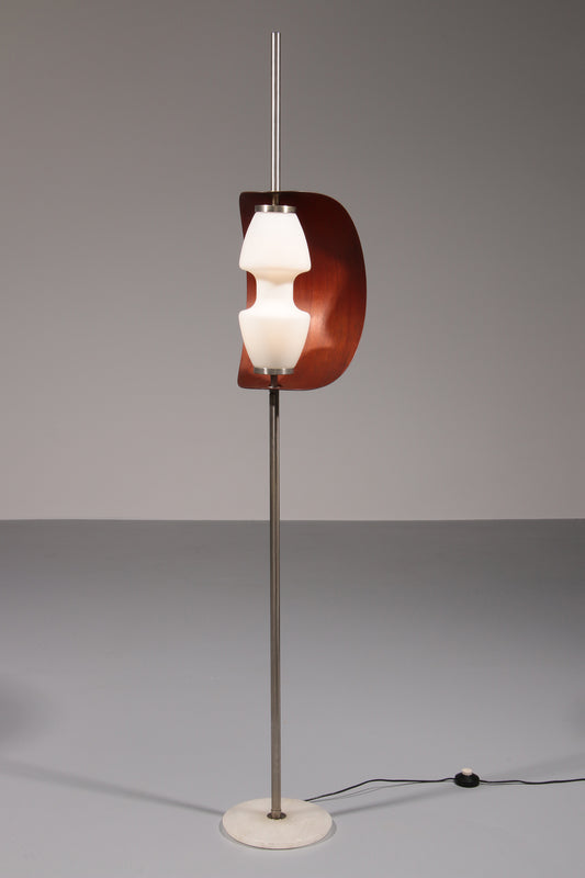 Floor Lamp in Teak and Marble in the style of Goffredo Reggiani, Italy 1970s