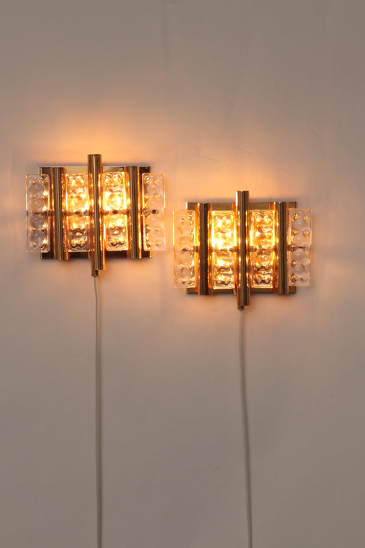 Brass & Glass Wall Lamp by Carl Fagerlund for Lyfa and Orrefors