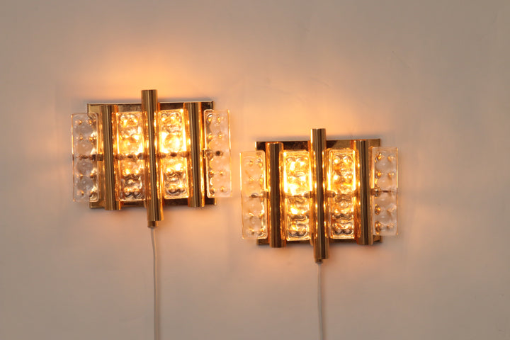 Brass & Glass Wall Lamp by Carl Fagerlund for Lyfa and Orrefors
