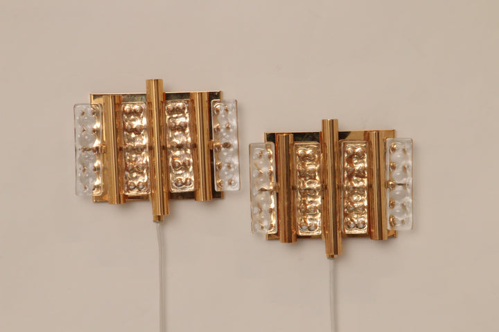 Brass & Glass Wall Lamp by Carl Fagerlund for Lyfa and Orrefors