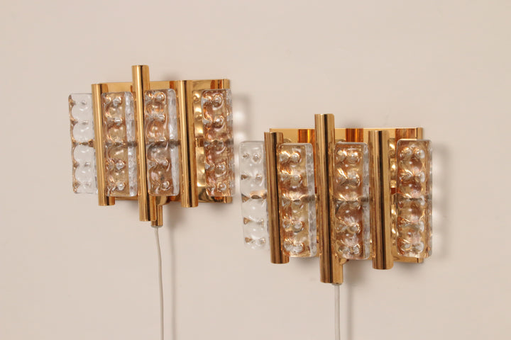 Brass & Glass Wall Lamp by Carl Fagerlund for Lyfa and Orrefors