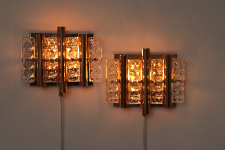 Brass & Glass Wall Lamp by Carl Fagerlund for Lyfa and Orrefors
