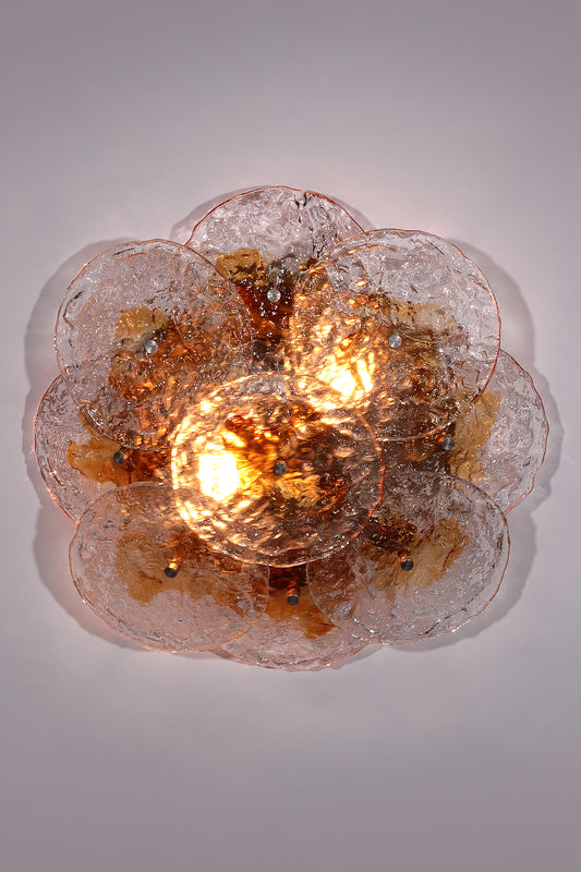 Large Flush Mount Murano Glass Designed by Carlo Nason, Italy, 1970s