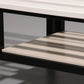 White Wooden Bench with Black Metal Frame 