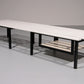 White Wooden Bench with Black Metal Frame 