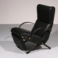 Italian Black Leather Adjustable P40 Relax Chair by Osvaldo Borsani Tecno.