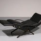 Italian Black Leather Adjustable P40 Relax Chair by Osvaldo Borsani Tecno.