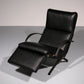 Italian Black Leather Adjustable P40 Relax Chair by Osvaldo Borsani Tecno.