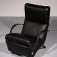 Italian Black Leather Adjustable P40 Relax Chair by Osvaldo Borsani Tecno.
