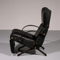 Italian Black Leather Adjustable P40 Relax Chair by Osvaldo Borsani Tecno.