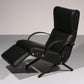 Italian Black Leather Adjustable P40 Relax Chair by Osvaldo Borsani Tecno.
