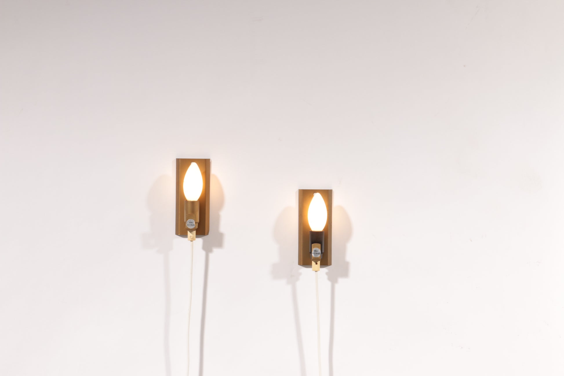 Brutalist Brass Wall Sconces by Holm Sørensen, Set of 2