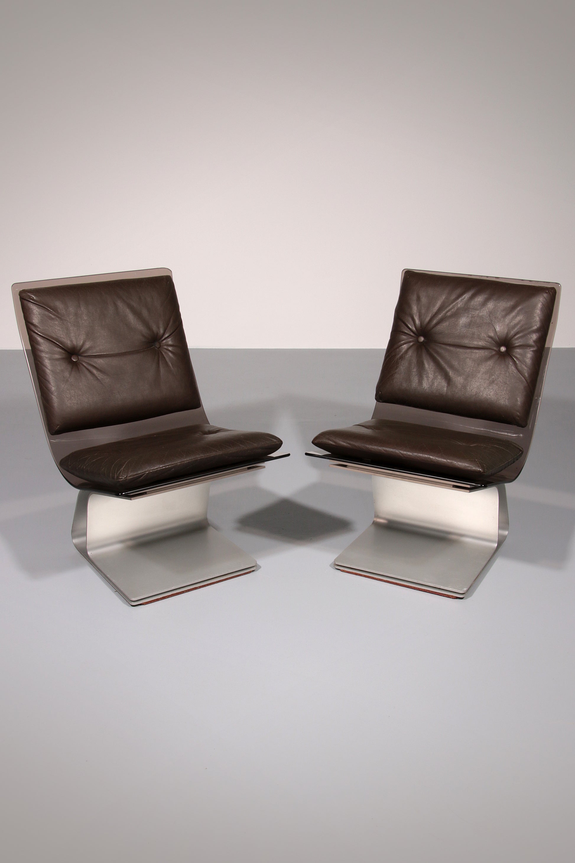 Saint Gobain glass armchairs, Design from Maison Jansen,