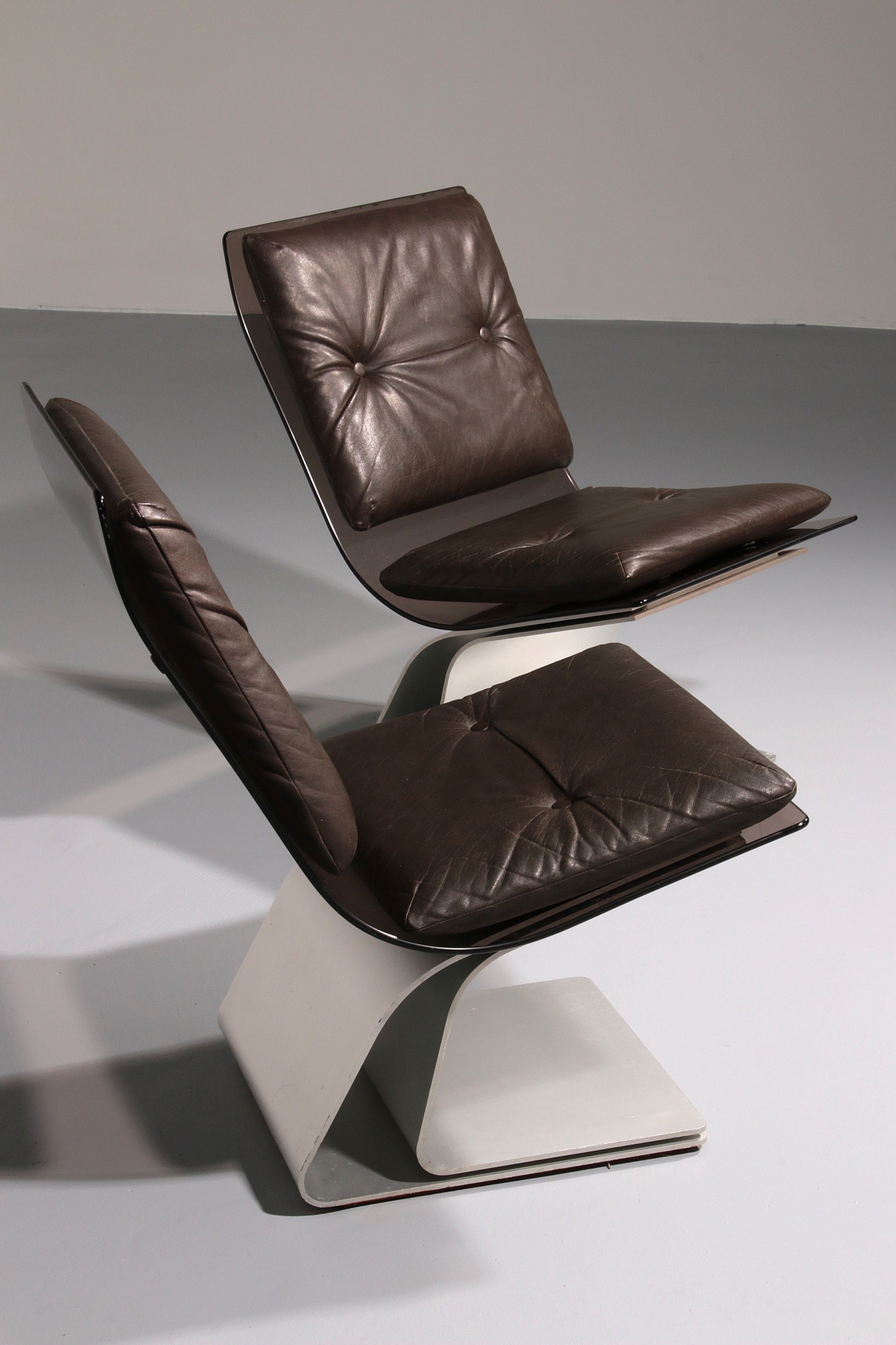 Saint Gobain glass armchairs, Design from Maison Jansen,