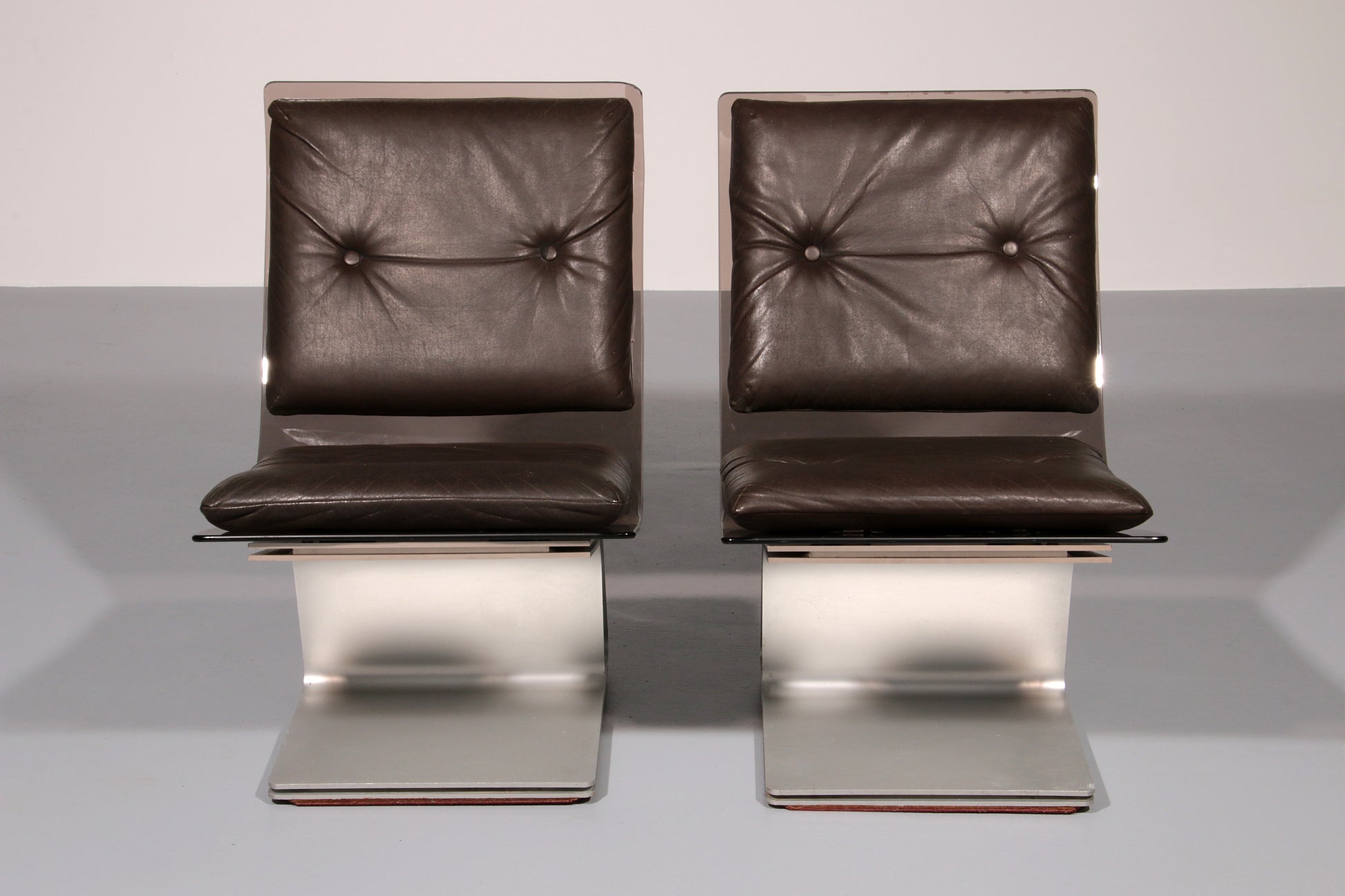 Saint Gobain glass armchairs, Design from Maison Jansen,