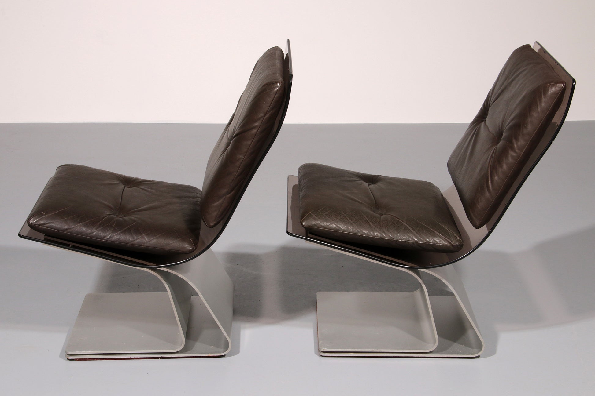 Saint Gobain glass armchairs, Design from Maison Jansen,