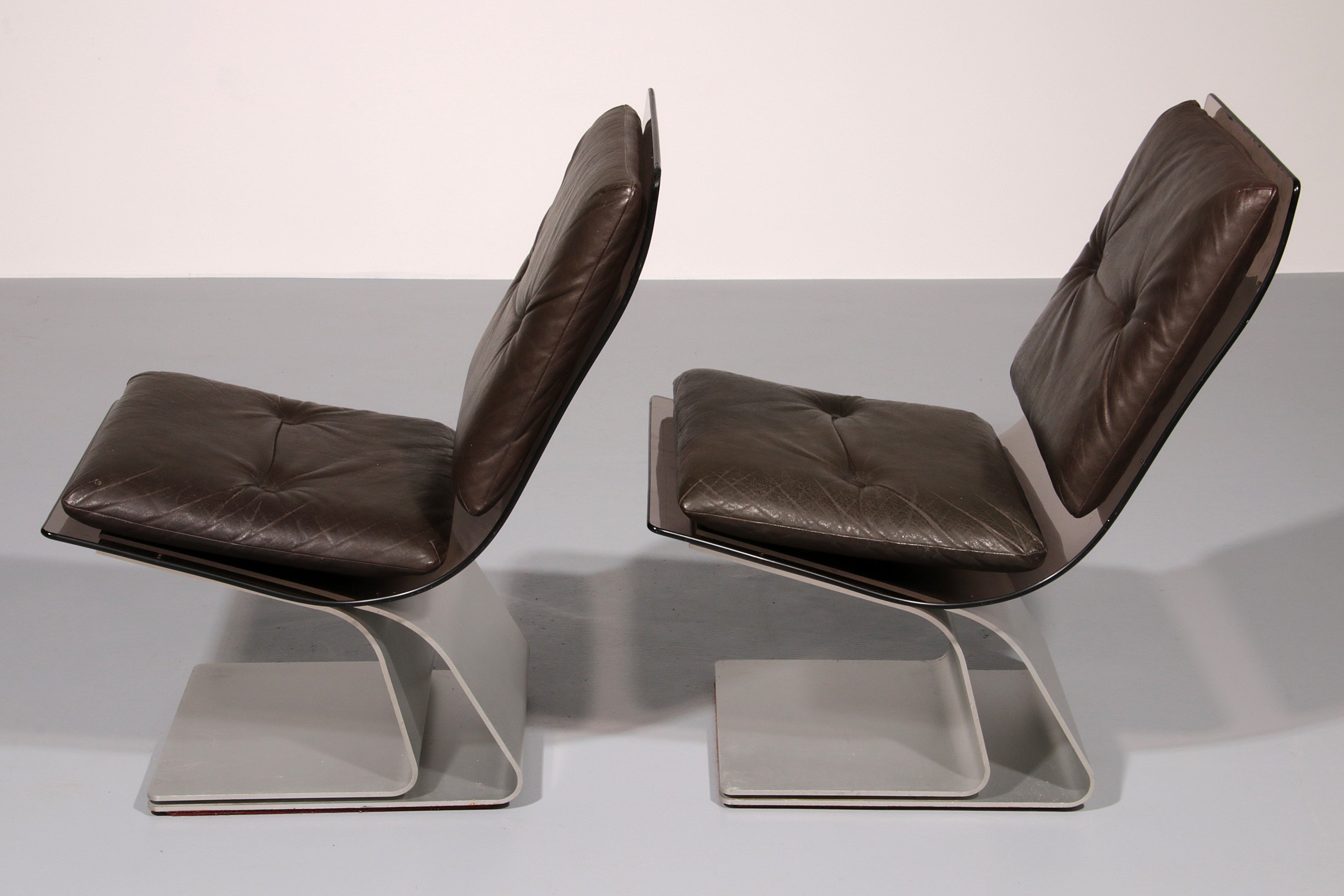 Saint Gobain glass armchairs, Design from Maison Jansen,