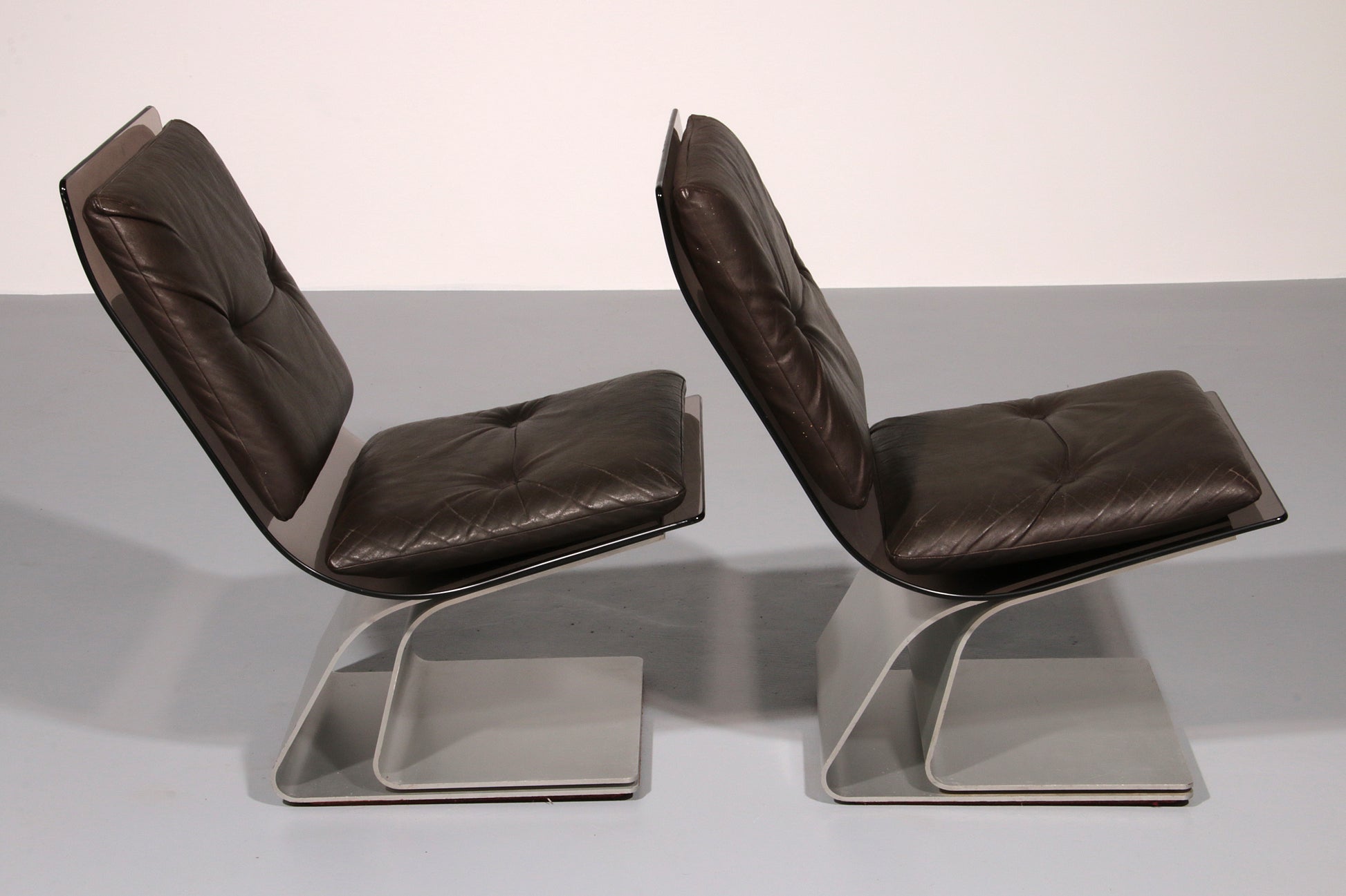 Saint Gobain glass armchairs, Design from Maison Jansen,