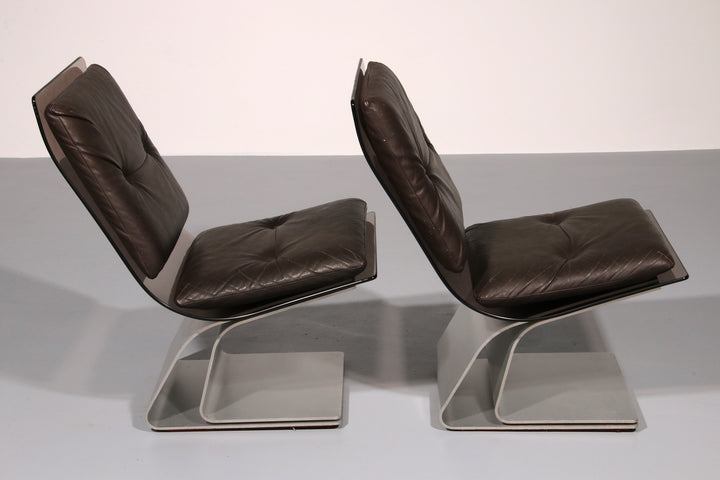 Saint Gobain glass armchairs, Design from Maison Jansen,